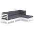 Muebles de jardín 4 pzas con cojines blanco madera de