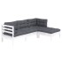Muebles de jardín 4 pzas con cojines blanco madera de