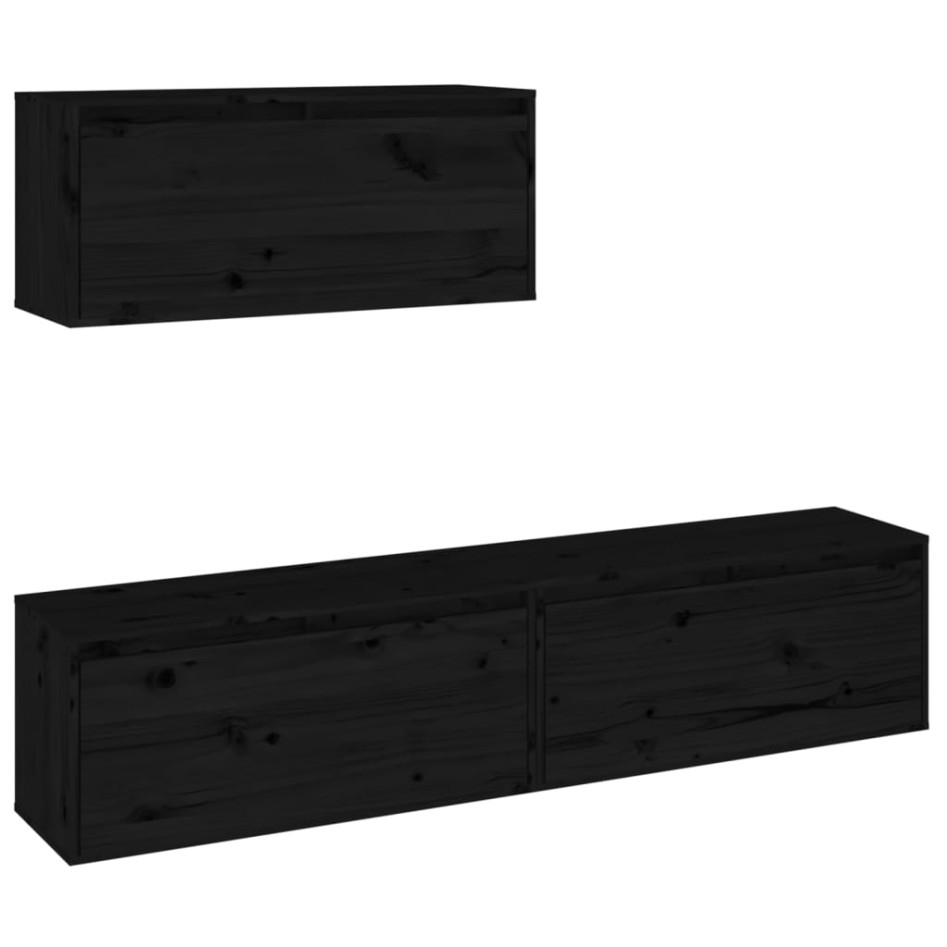 Muebles para TV 3 piezas madera maciza de pino