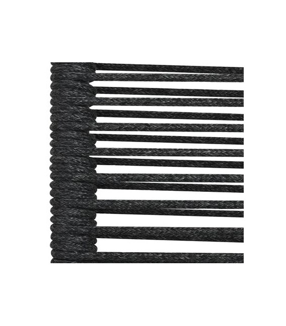 Set de comedor de jardín 7 piezas cuerda de algodón y acero negro, Modelo Acerdos