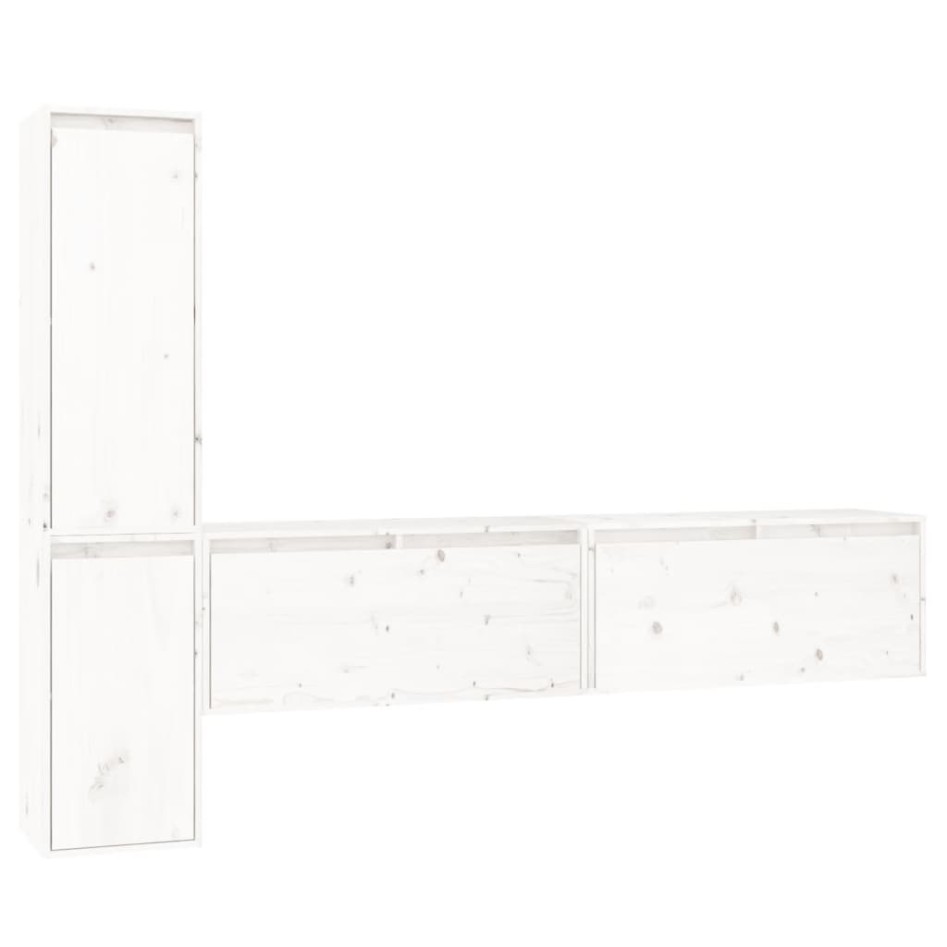 Muebles para TV 4 piezas madera maciza de pino