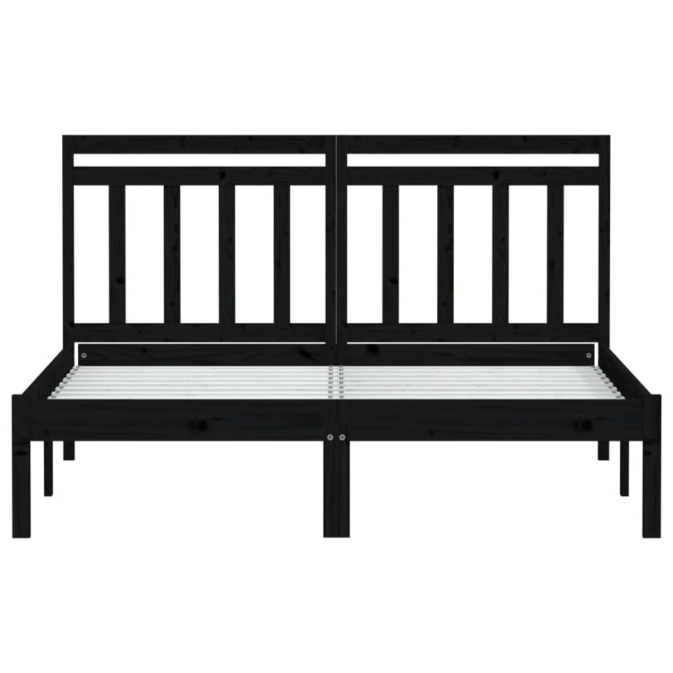 Estructura de cama de madera maciza de pino negro 140x190