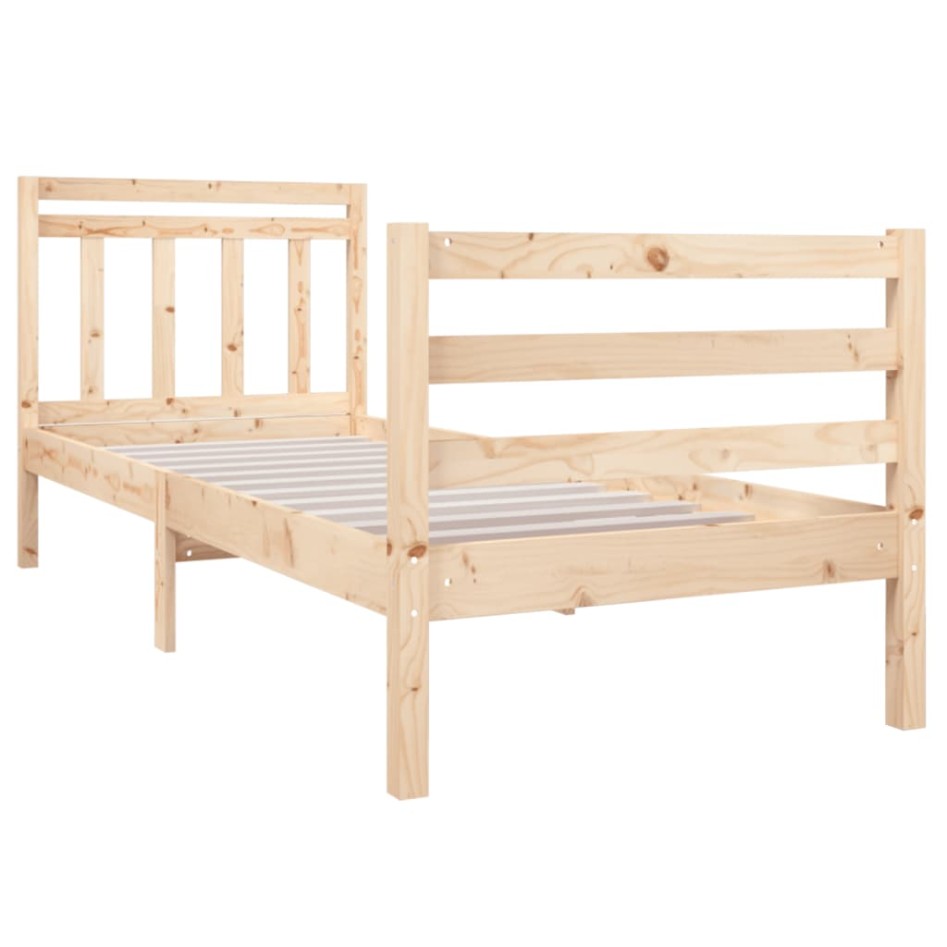 Estructura de cama individual pequeña madera maciza 75x190