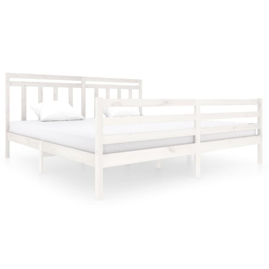Estructura de cama madera maciza blanca 200x200