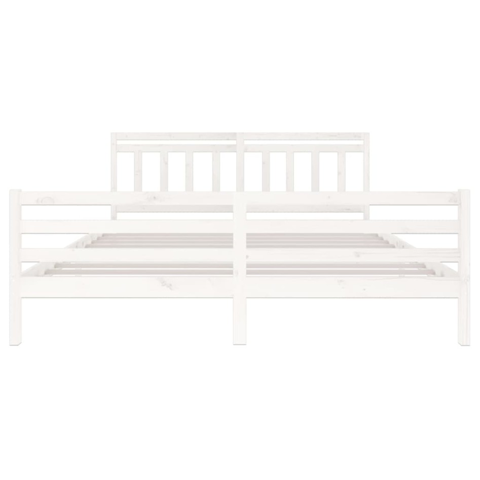 Estructura de cama madera maciza blanca 200x200