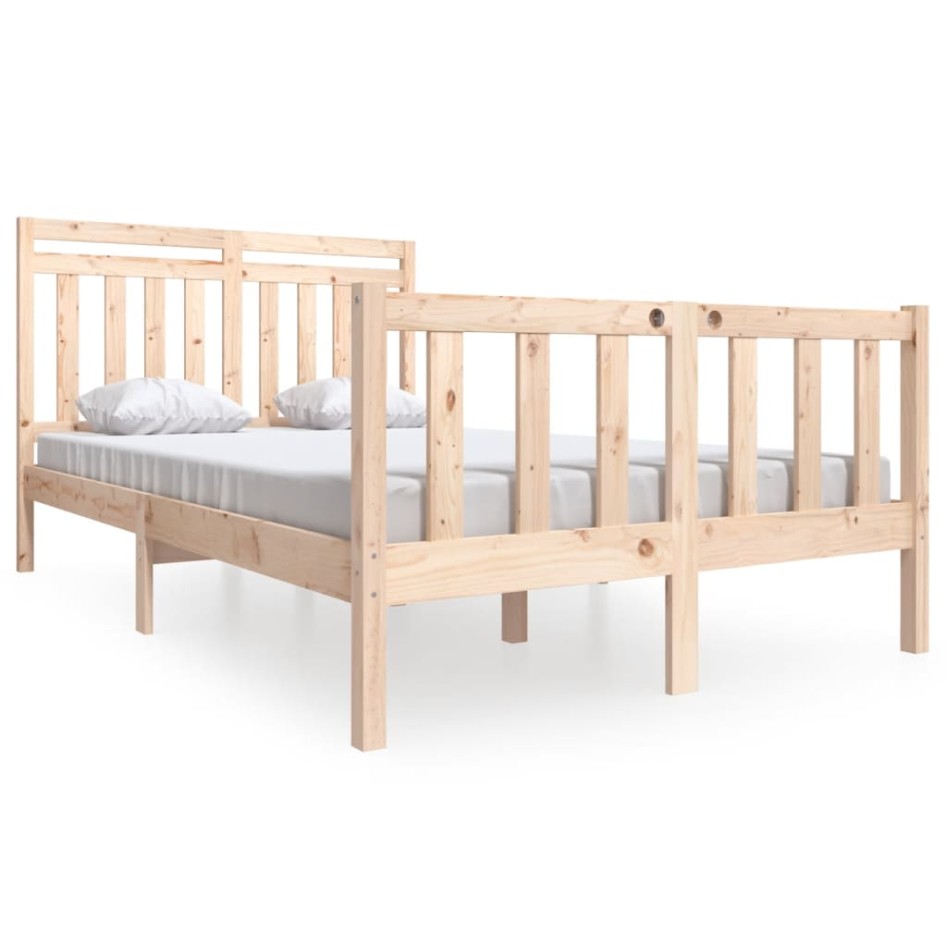 Estructura cama doble pequeña madera maciza 135x190