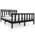 Estructura de cama de madera maciza negro 150x200