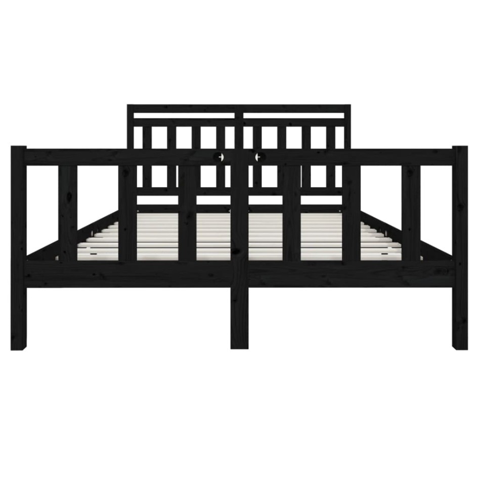 Estructura de cama de madera maciza negro 150x200