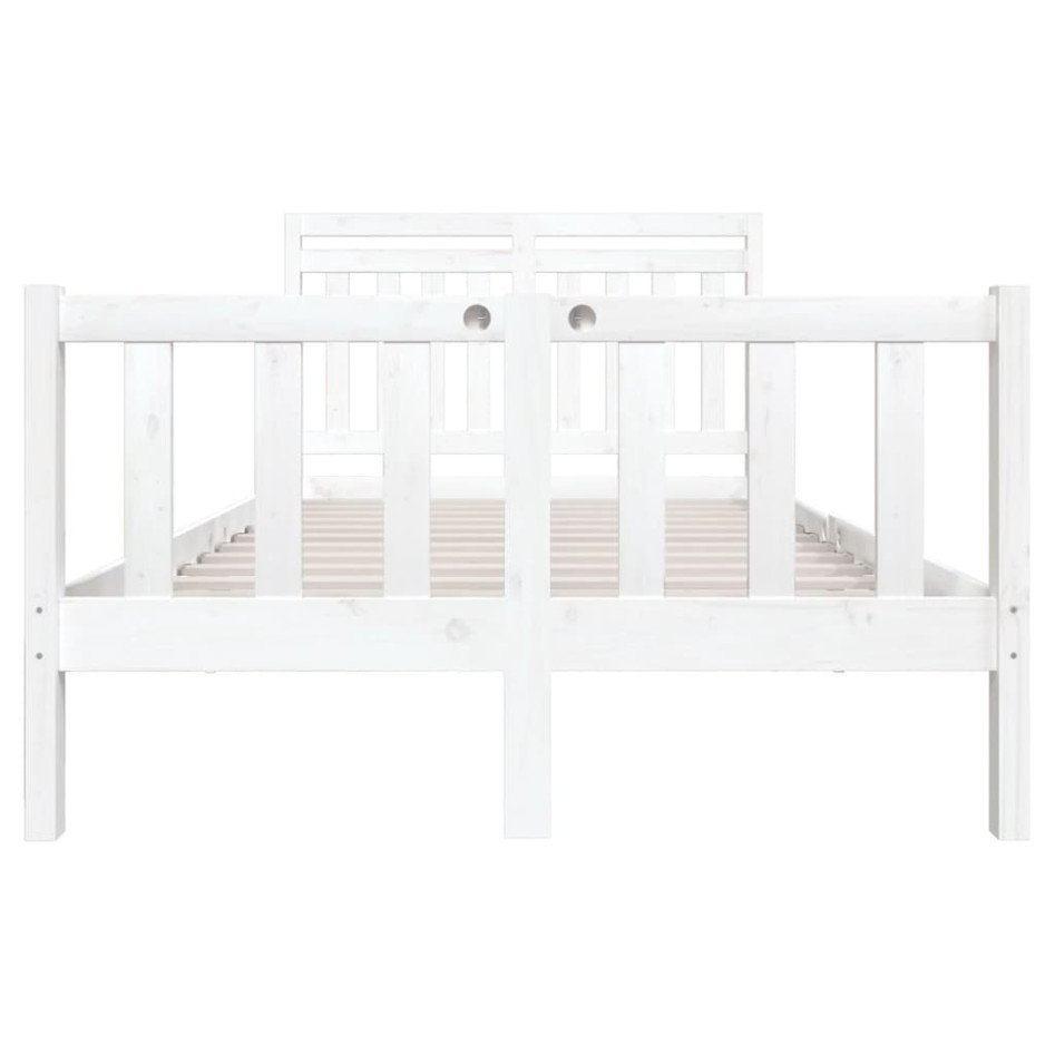 Estructura de cama de madera maciza blanca 140x200