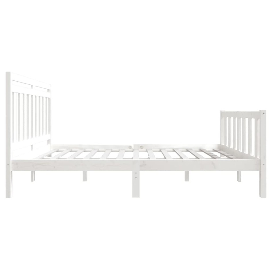 Estructura de cama de madera maciza blanca 140x200