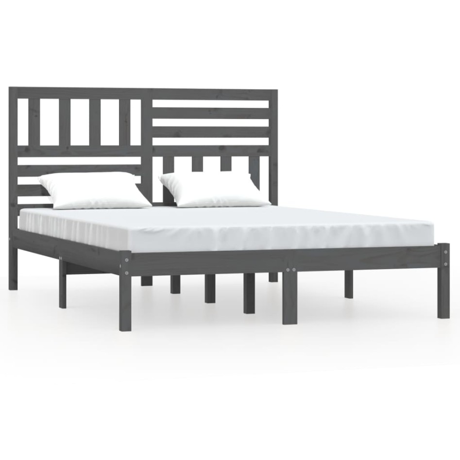 Estructura de cama madera maciza de pino gris 150x200