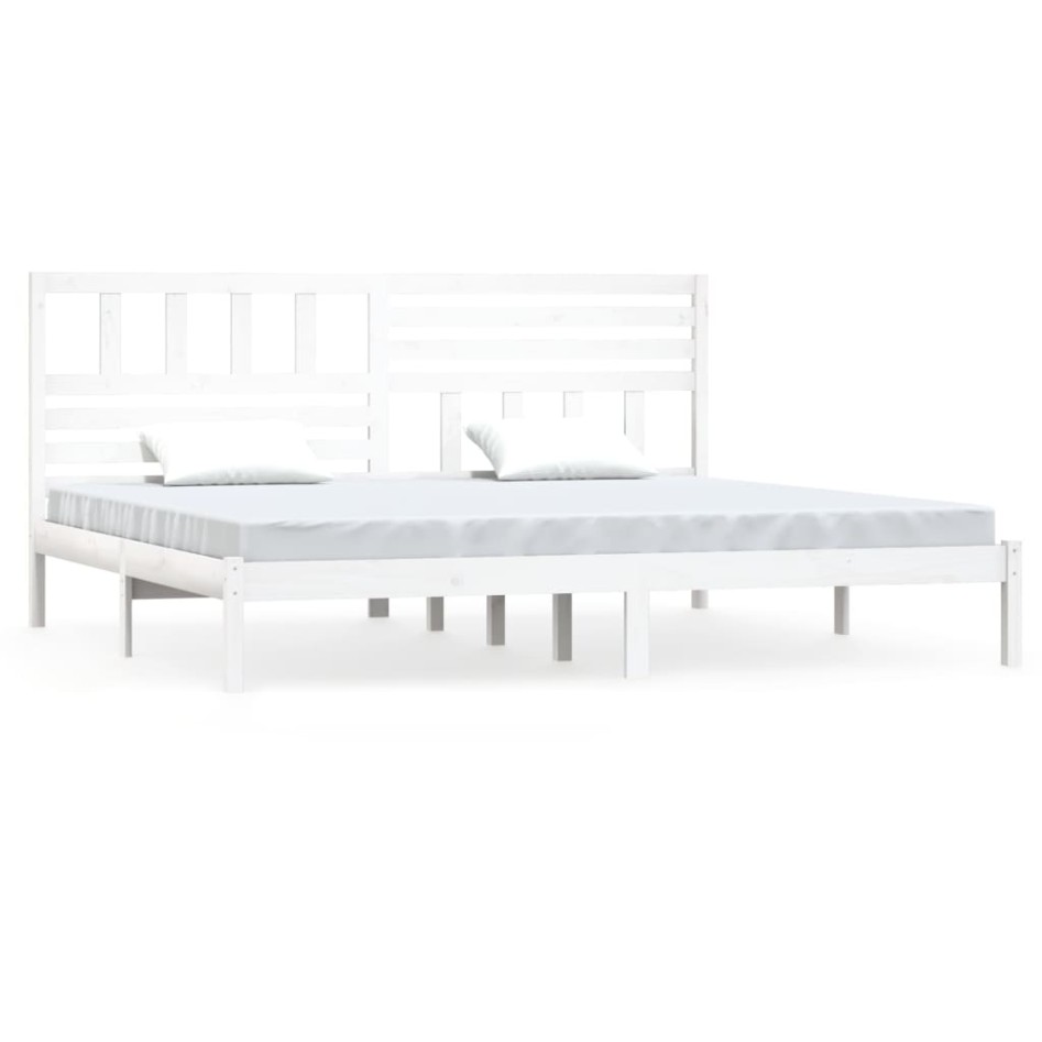 Estructura de cama de madera maciza blanca 180x200