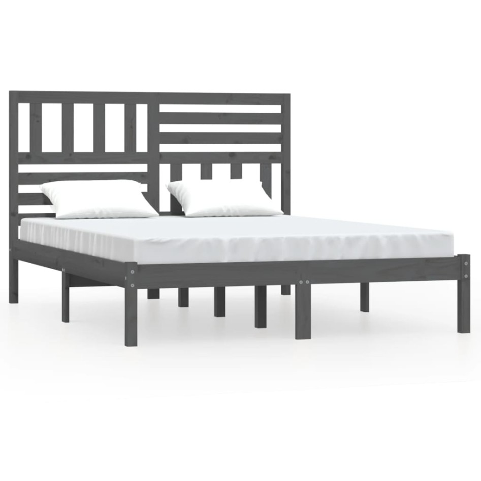 Estructura de cama de madera maciza de pino gris 140x190