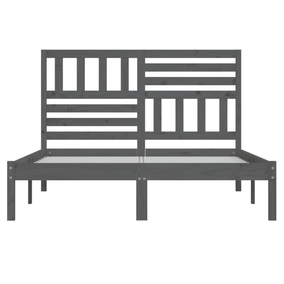 Estructura de cama de madera maciza de pino gris 140x190