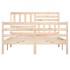 Estructura de cama doble pequeña de madera maciza 120x190