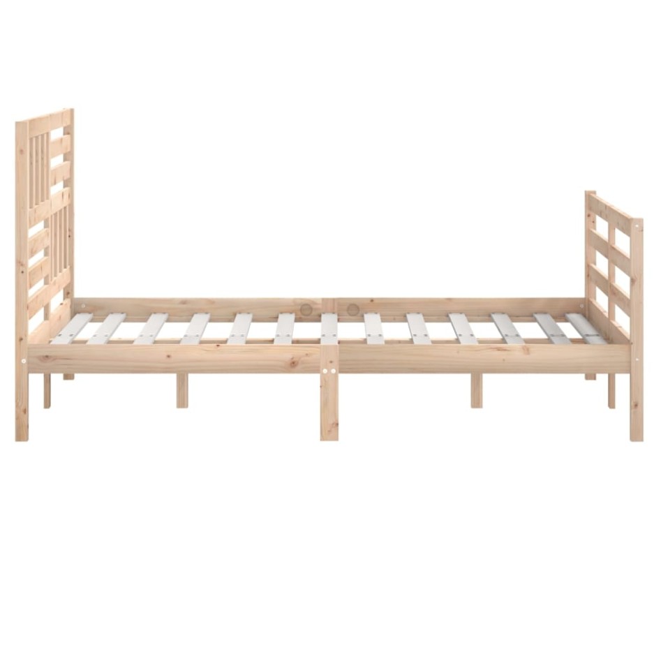 Estructura de cama doble pequeña de madera maciza 120x190