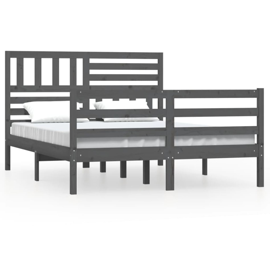 Estructura de cama de madera maciza blanca 140x190