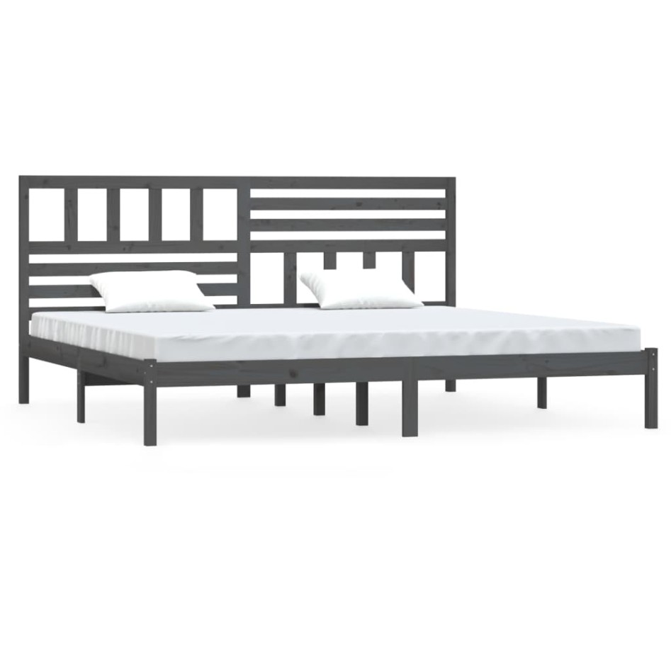 Estructura de cama de madera maciza de pino gris 200x200