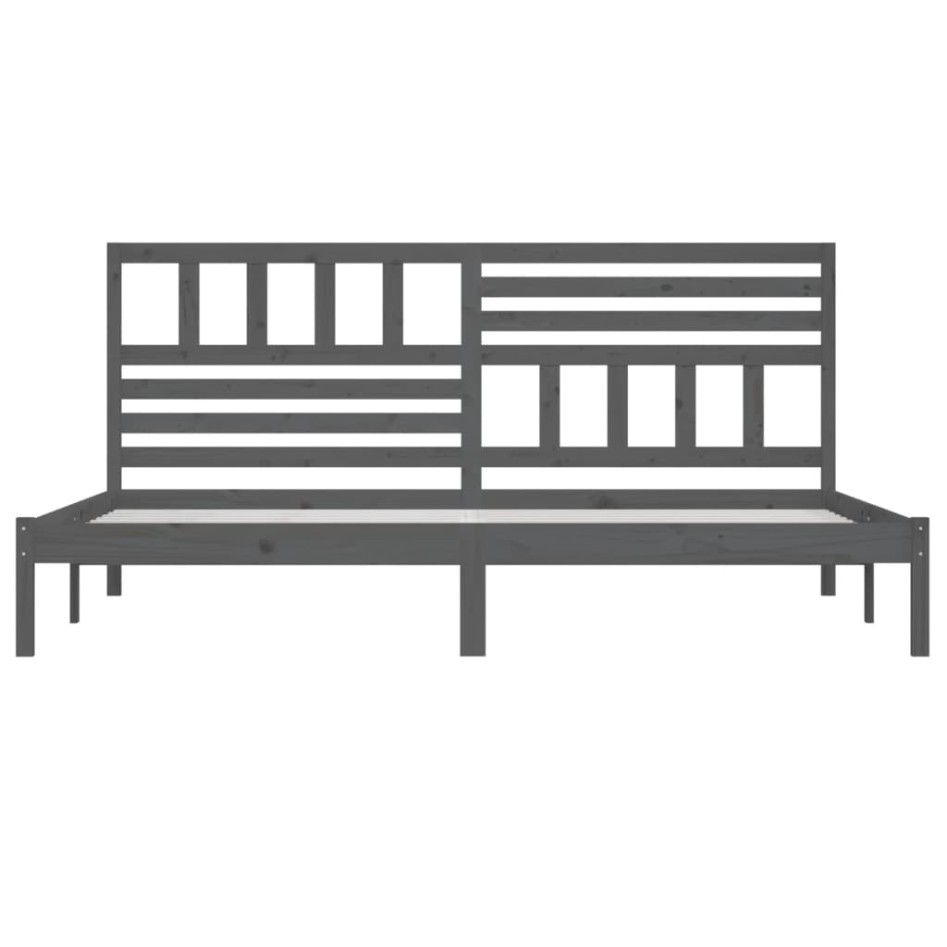 Estructura de cama de madera maciza de pino gris 200x200