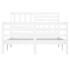 Estructura de cama doble de madera maciza blanco 135x190