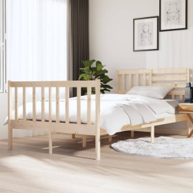 Estructura de cama doble pequeña de madera maciza 120x190