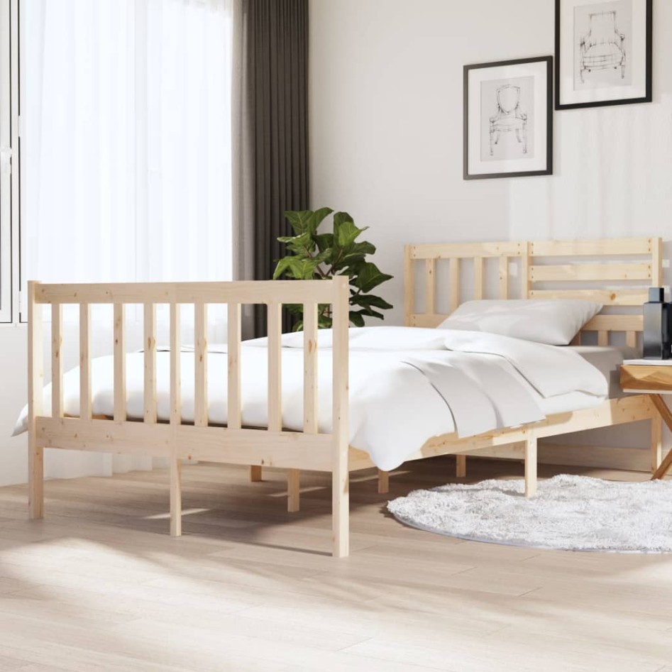 Estructura de cama doble pequeña de madera maciza 120x190