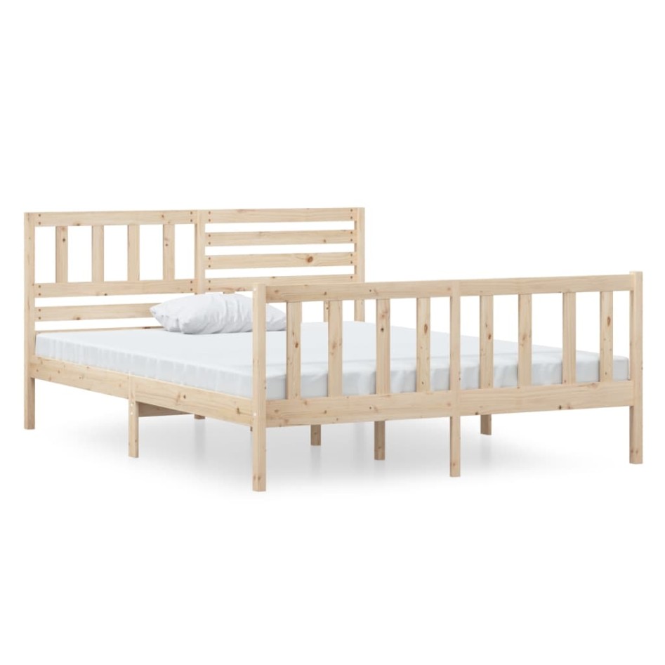 Estructura de cama doble pequeña de madera maciza 120x190