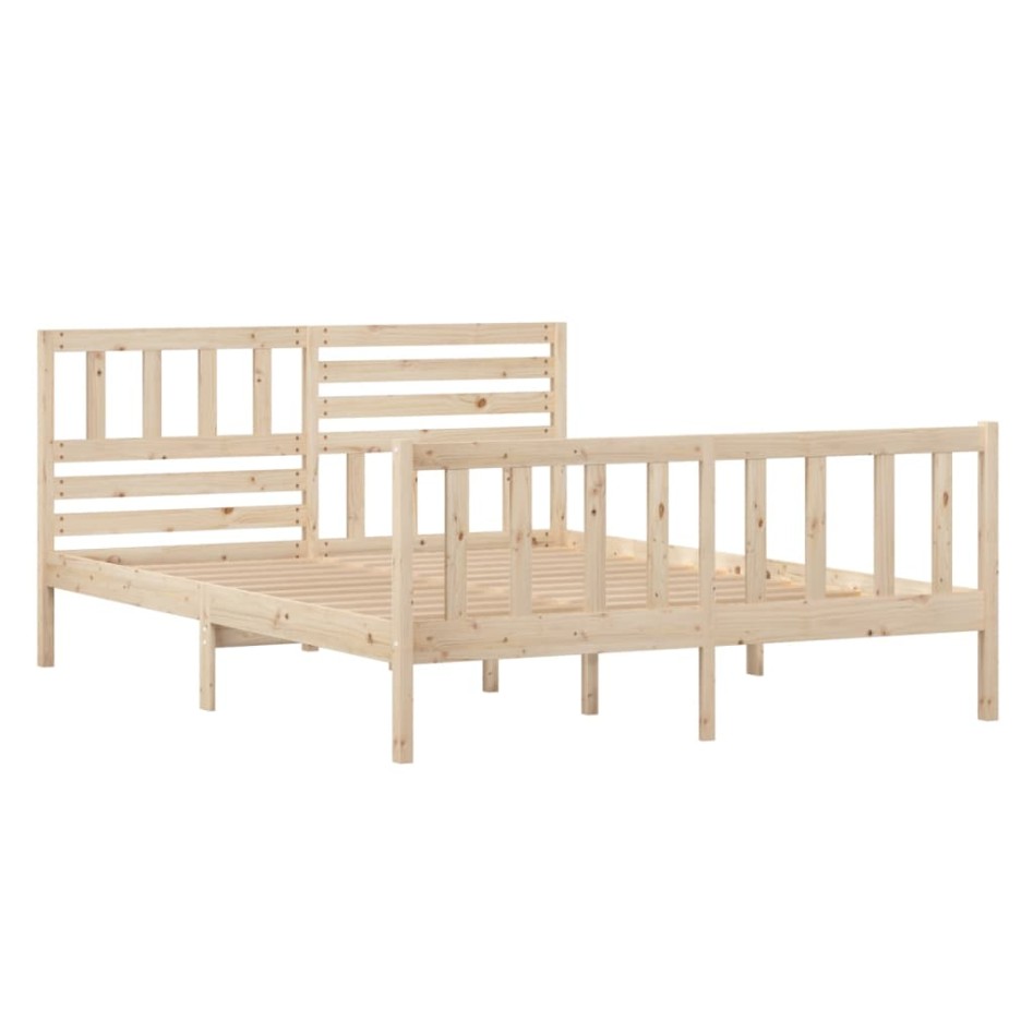 Estructura de cama doble pequeña de madera maciza 120x190
