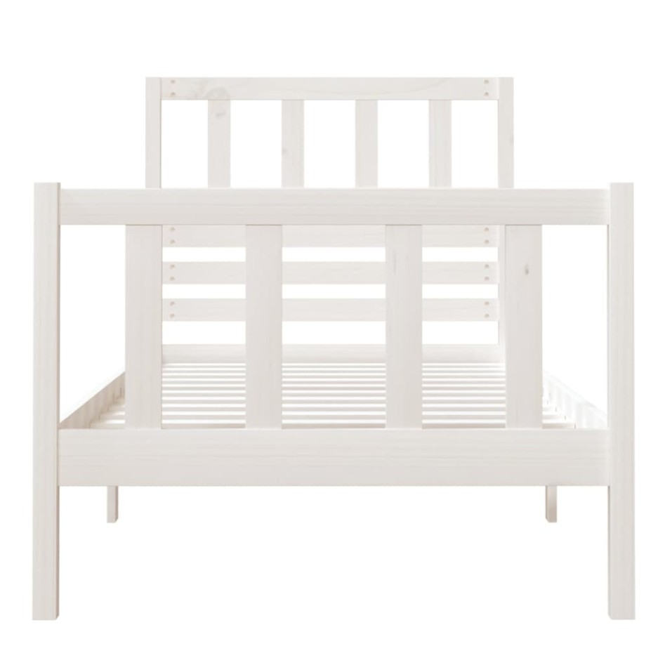 Estructura de cama individual madera maciza blanco 75x190