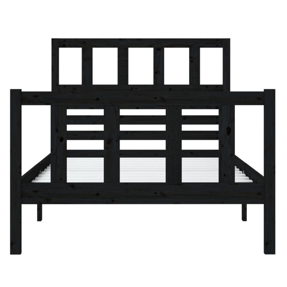Estructura de cama madera maciza negro 90x200