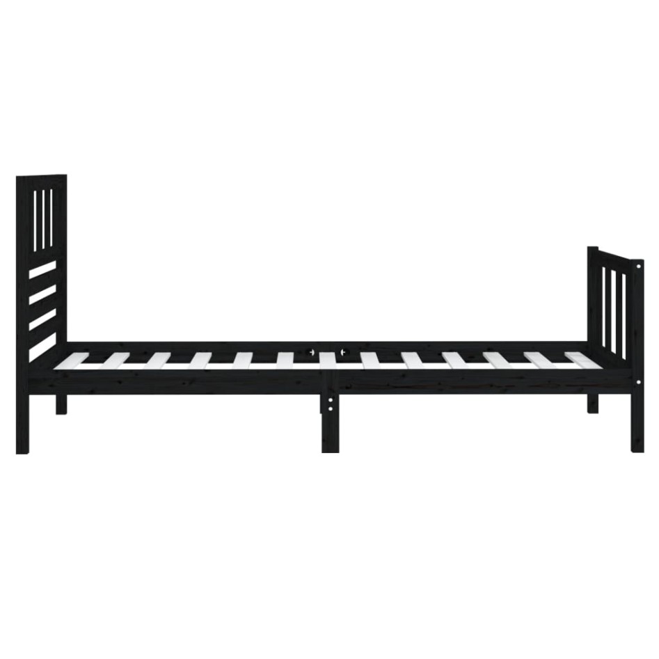 Estructura de cama madera maciza negro 90x200