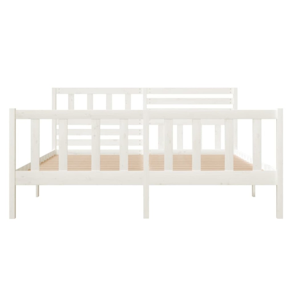 Estructura de cama madera maciza blanca 120x200