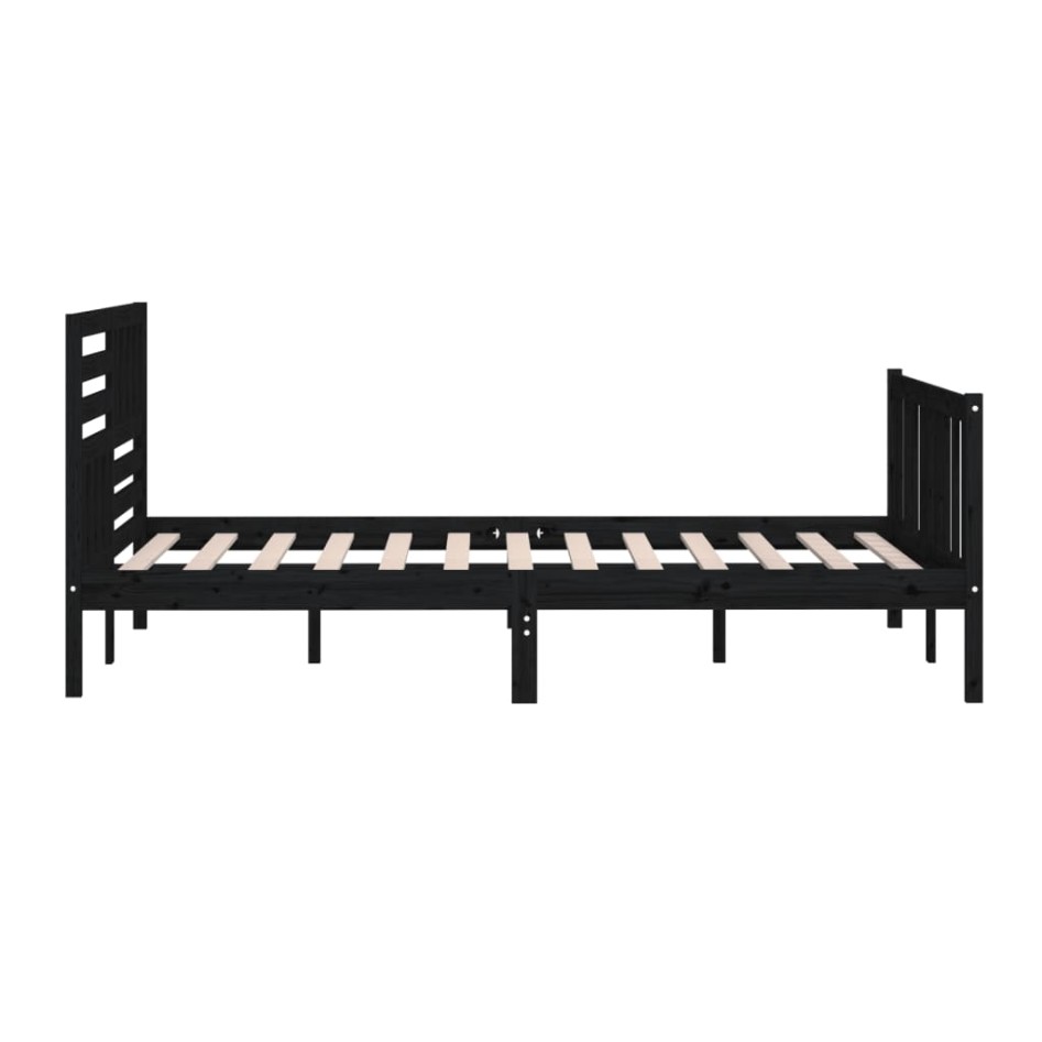 Estructura de cama de madera maciza negra 200x200