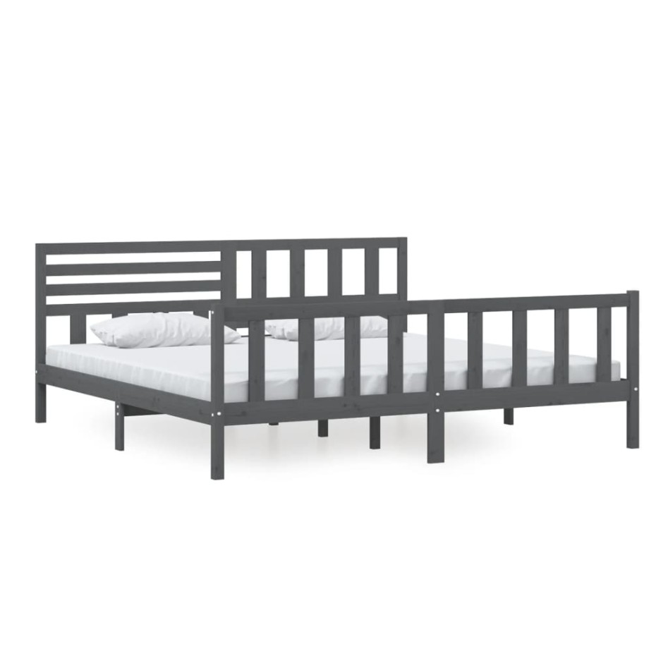 Estructura de cama de madera maciza gris 200x200