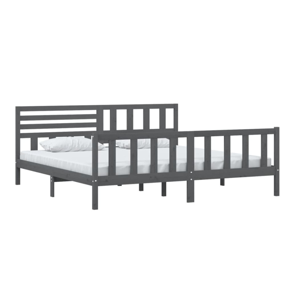 Estructura de cama de madera maciza gris 200x200