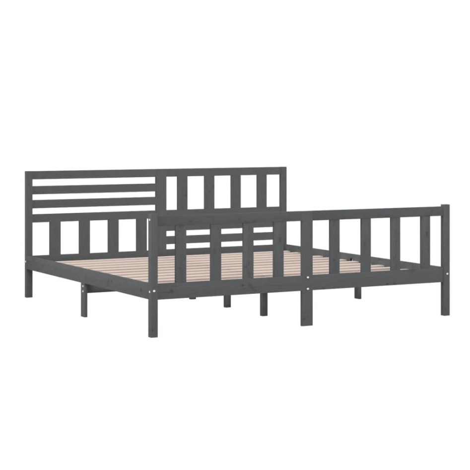Estructura de cama de madera maciza gris 200x200