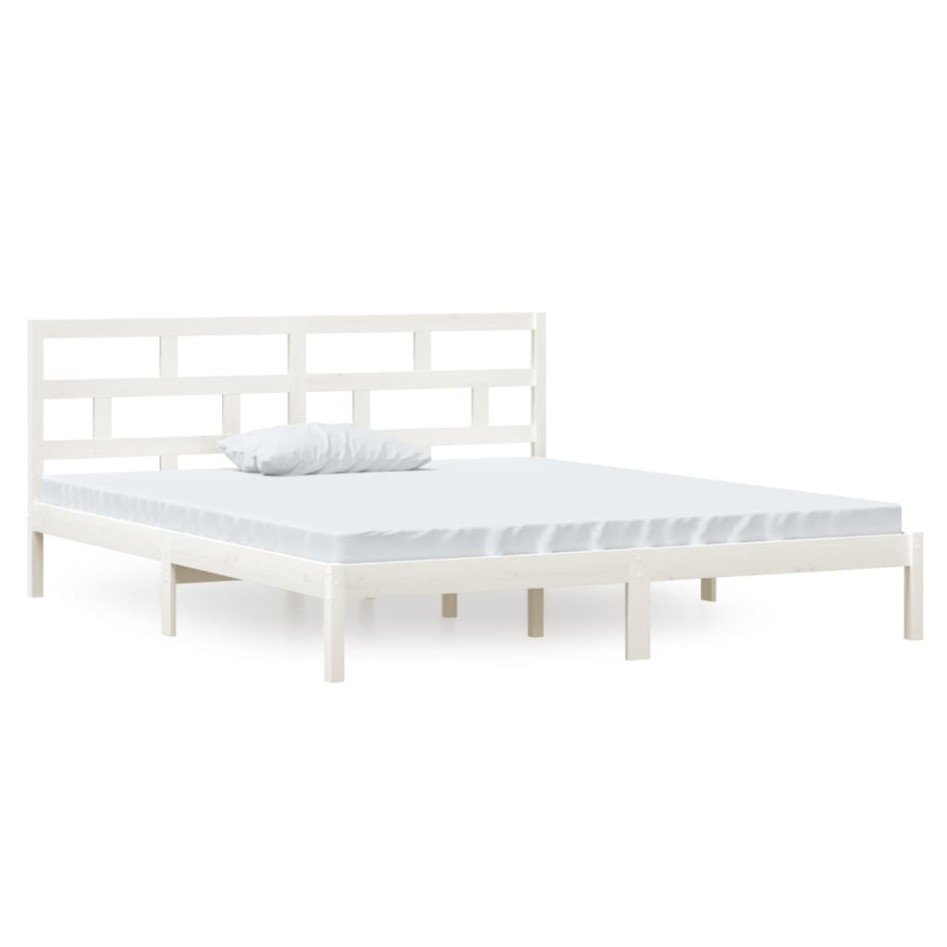 Estructura de cama doble de madera maciza blanco 135x190