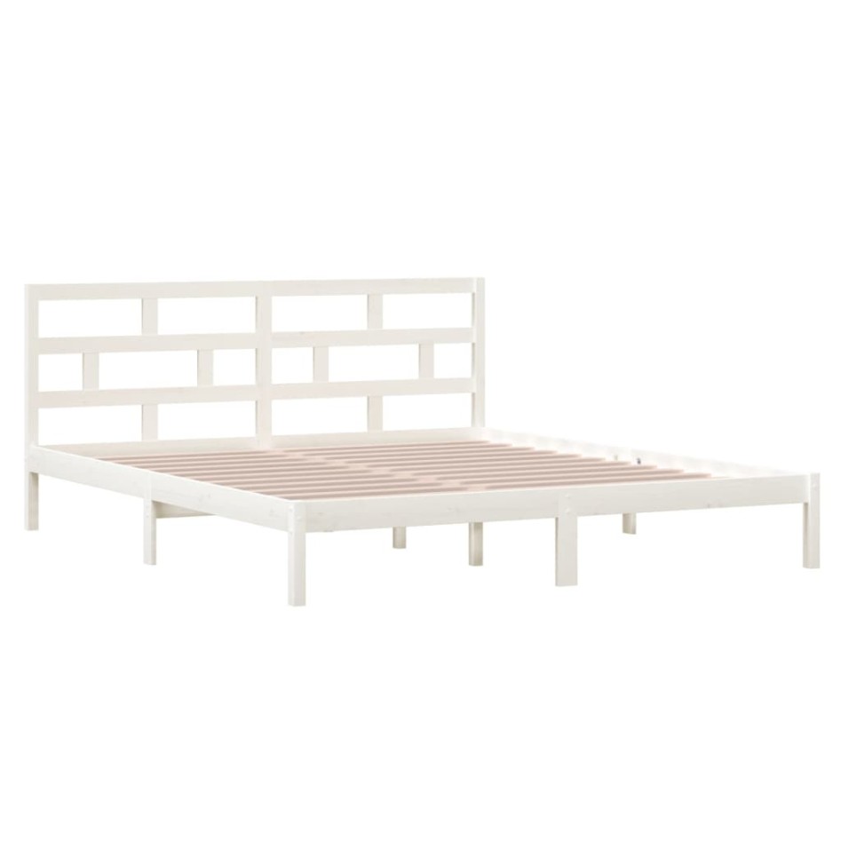 Estructura de cama doble de madera maciza blanco 135x190