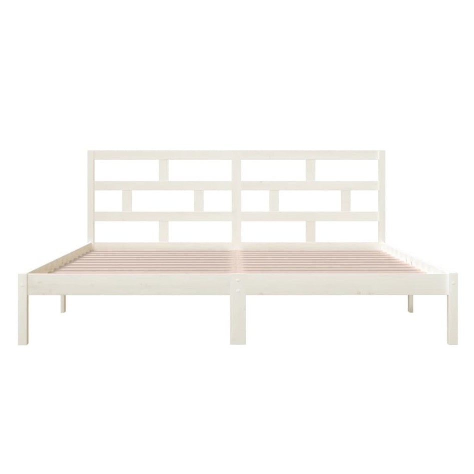 Estructura de cama doble de madera maciza blanco 135x190