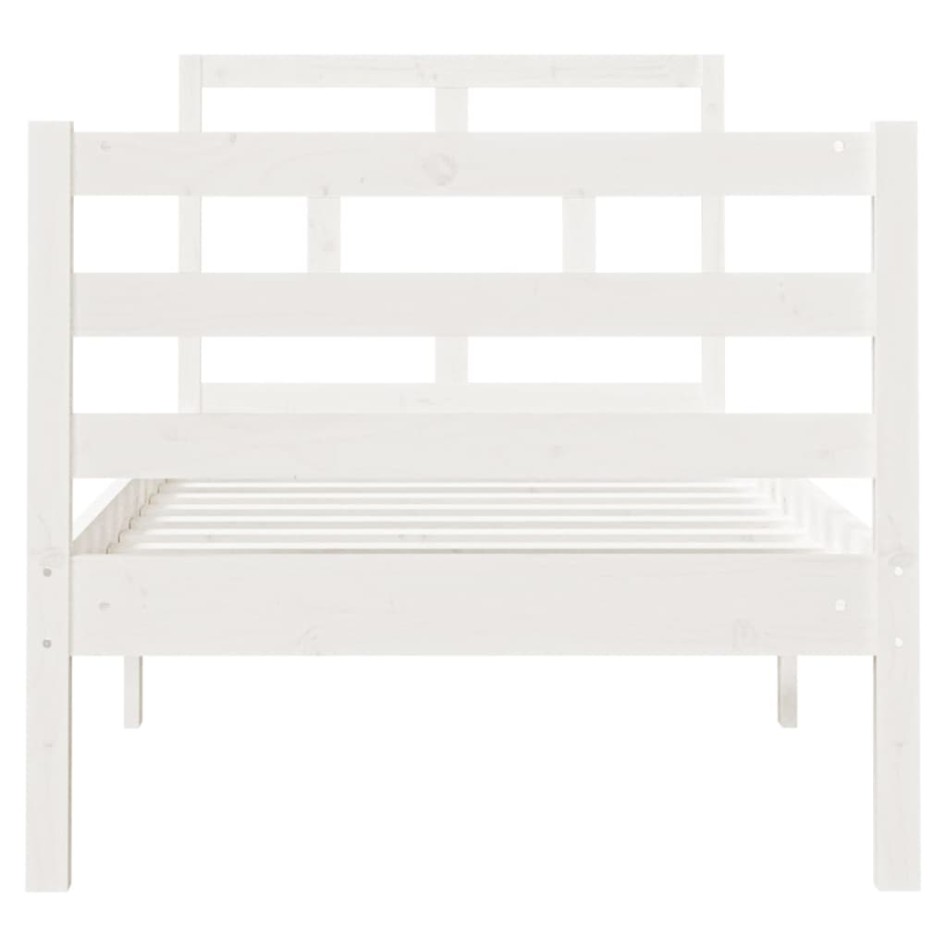Estructura de cama individual madera maciza blanco 75x190