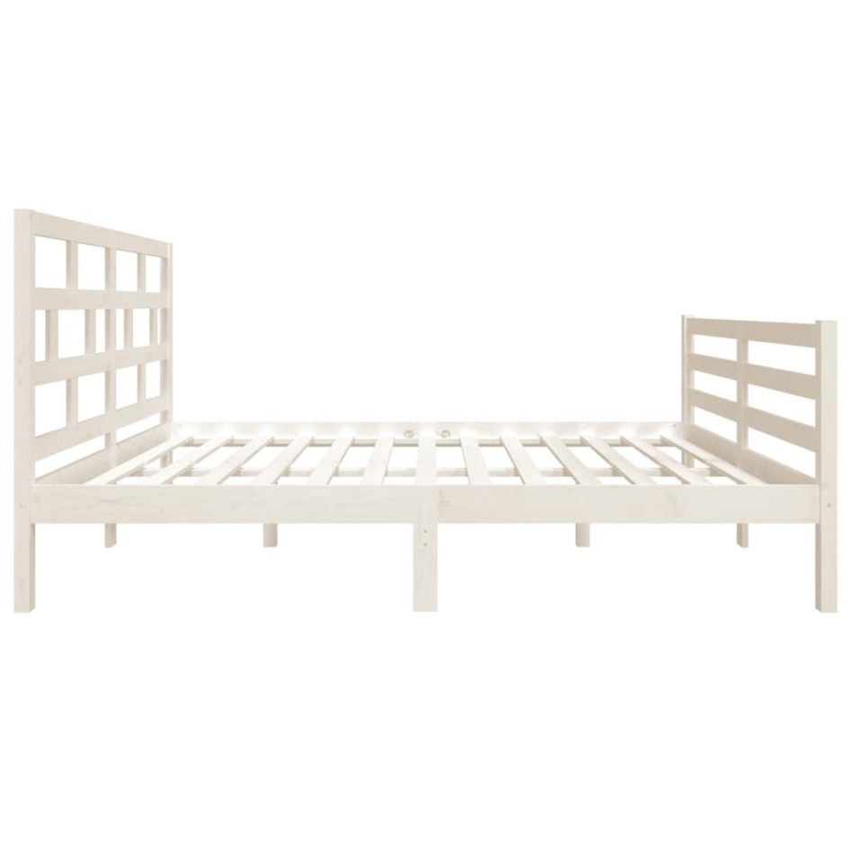 Estructura de cama doble de madera maciza blanco 135x190