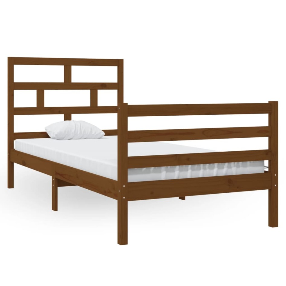 Estructura de cama madera maciza pino marrón miel 90x200