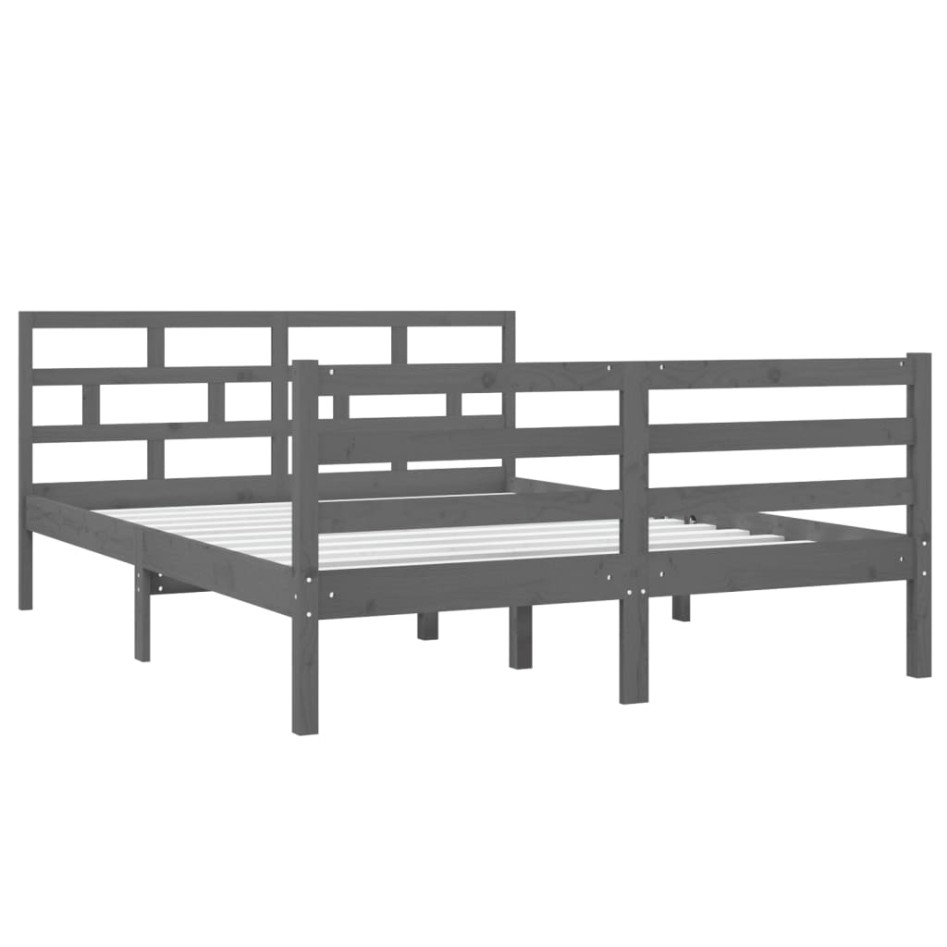 Estructura de cama de madera maciza de pino gris 140x190
