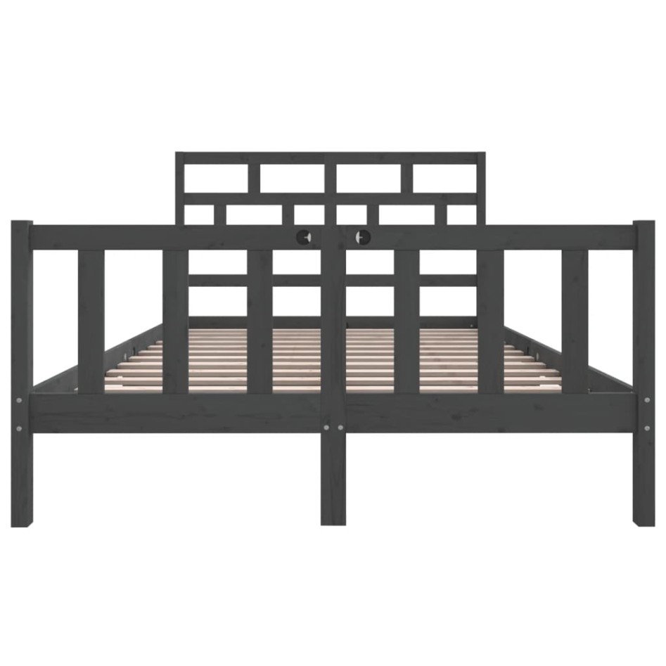 Estructura de cama madera maciza de pino gris 150x200