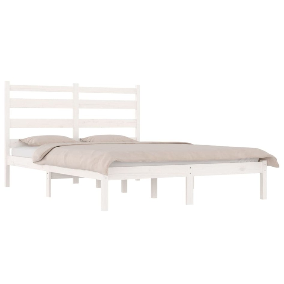 Estructura de cama de madera maciza de pino blanco 140x190
