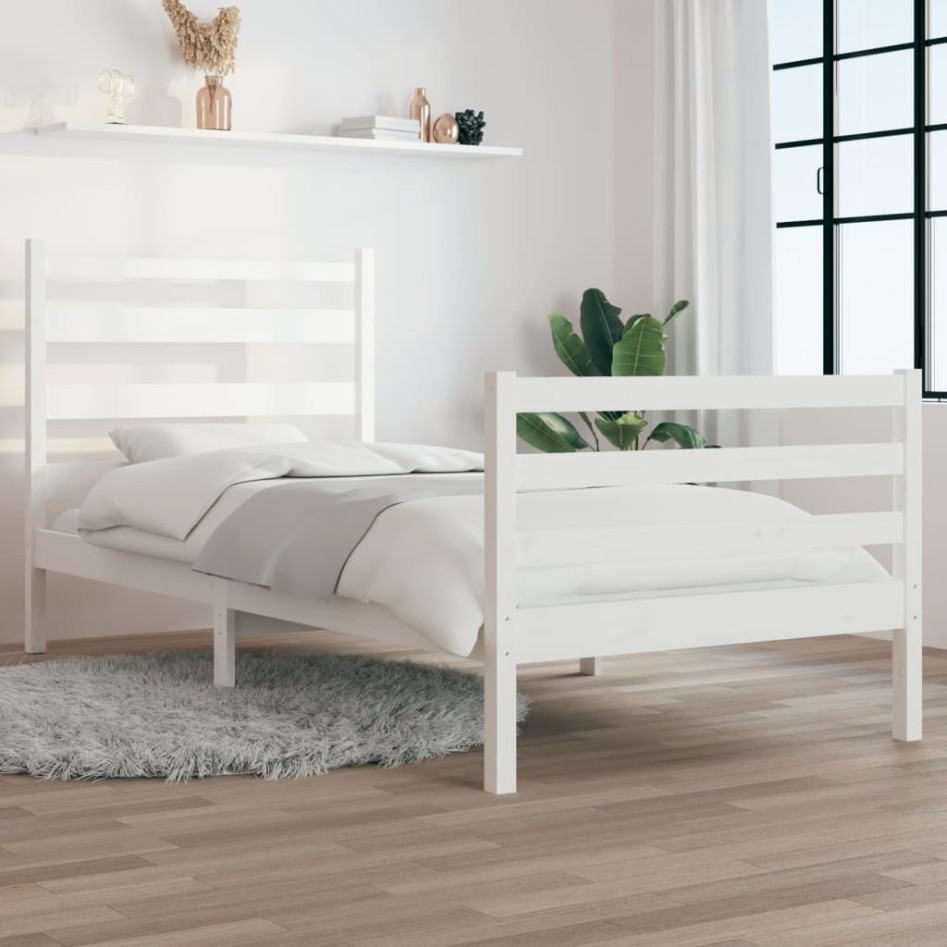 Estructura de cama madera maciza de pino blanco 100x200