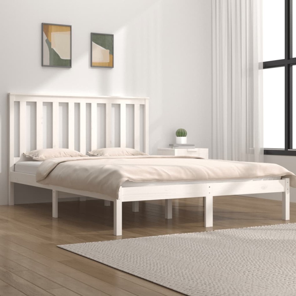 Estructura de cama madera maciza de pino blanca 150x200