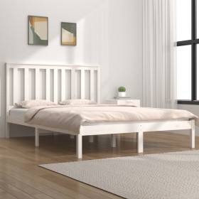 Estructura de cama de madera maciza de pino blanco 160x200