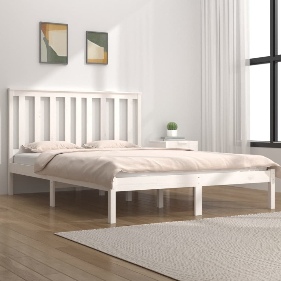 Estructura de cama de madera maciza de pino blanco 160x200