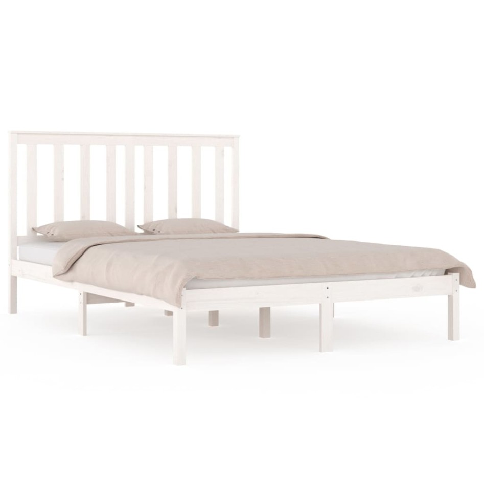 Estructura de cama de madera maciza de pino blanco 160x200